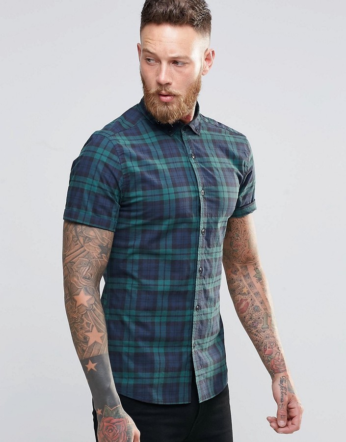 camisa de cuadros verde hombre