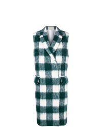 Teal Check Sleeveless Coat