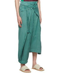 132 5. ISSEY MIYAKE Green Asymmetrical Trousers