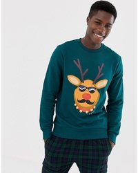 Jack & Jones Originals Christmas Sweatshirt With Reindeer Print
