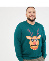 Jack & Jones Originals Plus Size Christmas Sweatshirt With Reindeer Print