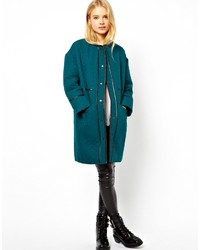 Asos Collection Coat In All Over Quilt With Pu Trims