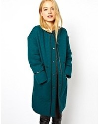 Asos Collection Coat In All Over Quilt With Pu Trims