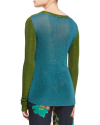 Etro Bicolor Cold Shoulder Sweater Bluegreen