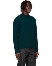 Jil Sander Green Wool Flannel Sweater