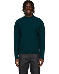 Jil Sander Green Wool Flannel Sweater