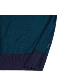 Paul Smith Navy And Teal Stripe Wool Sweater