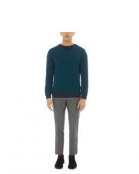 Paul Smith Navy And Teal Stripe Wool Sweater