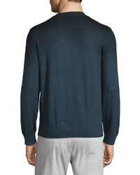 Theory Remsey Castelle Faded Crewneck Sweater Navy
