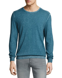 John Varvatos Star Usa Engineered Rib Crewneck Sweater Blue