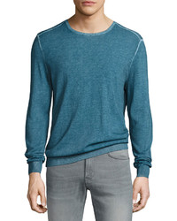 John Varvatos Star Usa Engineered Rib Crewneck Sweater Blue