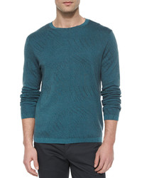 Theory Tonal Textured Long Sleeve Sweater Blue