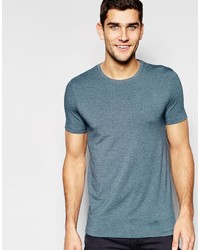Asos Brand Muscle T Shirt With Crew Neck In Dark Blue Marl