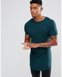 ASOS DESIGN Asos Super Longline Muscle Fit Rib T Shirt With Curved Hem In Khaki Forest Mist