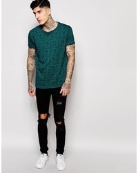 Scotch & Soda T Shirt With All Over Green Pattern
