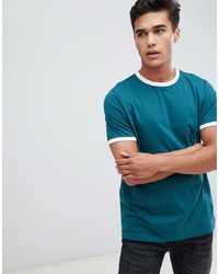 ASOS DESIGN T Shirt With Contrast Ringer In Green