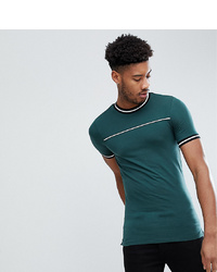 ASOS DESIGN Tall Muscle Fit T Shirt With Tipping And Piping In Green