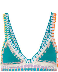 Kiini Liv Crochet Trimmed Triangle Bikini Top Jade