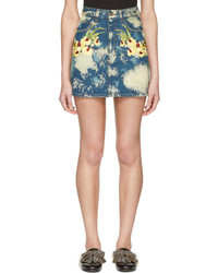 Gucci Blue Denim Flower Patch Miniskirt