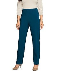 Susan Graver Chelsea Stretch Zip Front Pants Wside Seam Detail Petite