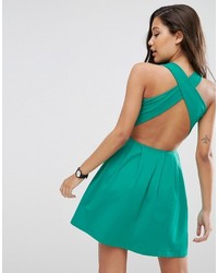Asos Collection Mini Skater Dress With Cross Back