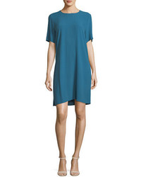 Eileen Fisher Crinkle Crepe Round Neck Short Sleeve Dress Plus Size