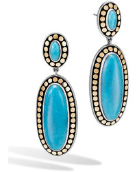 John Hardy Dot Oval Turquoise Drop Earrings