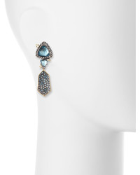 Alexis Bittar Double Fancy Cut Crystal Drop Earrings Blue