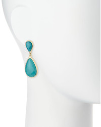 Nakamol Golden Double Drop Agate Earrings Turquoise