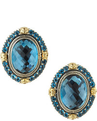 Konstantino Oval London Blue Topaz Clip Earrings