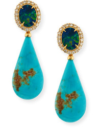 Rina Limor Fine Jewelry Rina Limor Signature Opal Turquoise Teardrop Earrings With Diamonds