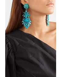 Ranjana Khan Silver Tone Crystal And Bead Clip Earrings