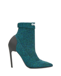 Teal Elastic Ankle Boots