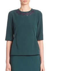 Piazza Sempione Embellished Elbow Sleeve Top