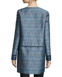 Elie Tahari Jaya Embellished Brocade Topper Coat
