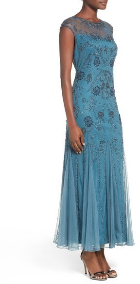 Pisarro nights embellished mesh hotsell gown petite