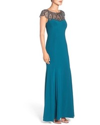 Xscape Evenings Petite Xscape Embellished Illusion Jersey Gown