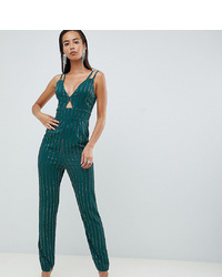 Asos Tall Asos Design Tall Cami Jumpsuit With Peg Leg And Cut Out In Scatter Embellisht