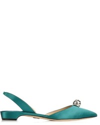 Paul Andrew Rhea Jewel Embellished Slingback Satin Flats