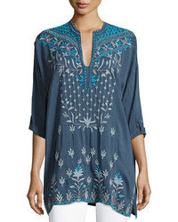 Johnny Was Spring Dolman Georgette Blouse W Embroidery