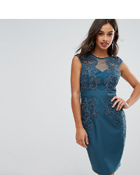 Teal Embroidered Bodycon Dress