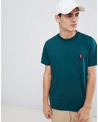 Teal Embroidered Crew-neck T-shirt