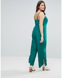 Asos Curve Curve Jumpsuit With Bird Embroidery Detail
