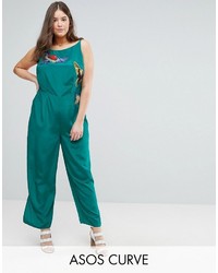 Asos Curve Curve Jumpsuit With Bird Embroidery Detail