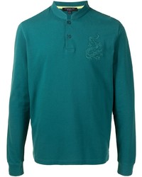 Teal Embroidered Polo Neck Sweater