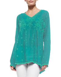 Johnny Was Vine Embroidered Georgette Tunic Plus Size