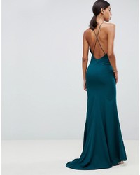 Jarlo Fishtail Maxi Dress With Strappy Back In Green