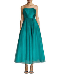 Monique Lhuillier Ml Strapless Ombred Tulle Tea Length Gown