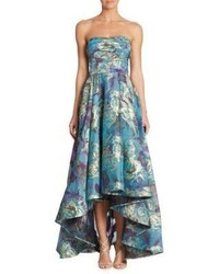 Marchesa Notte Strapless Fil Coupe Hi Lo Gown