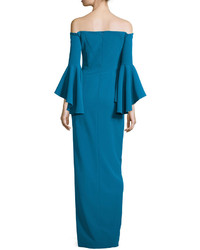 Milly Off The Shoulder Column Gown Azure